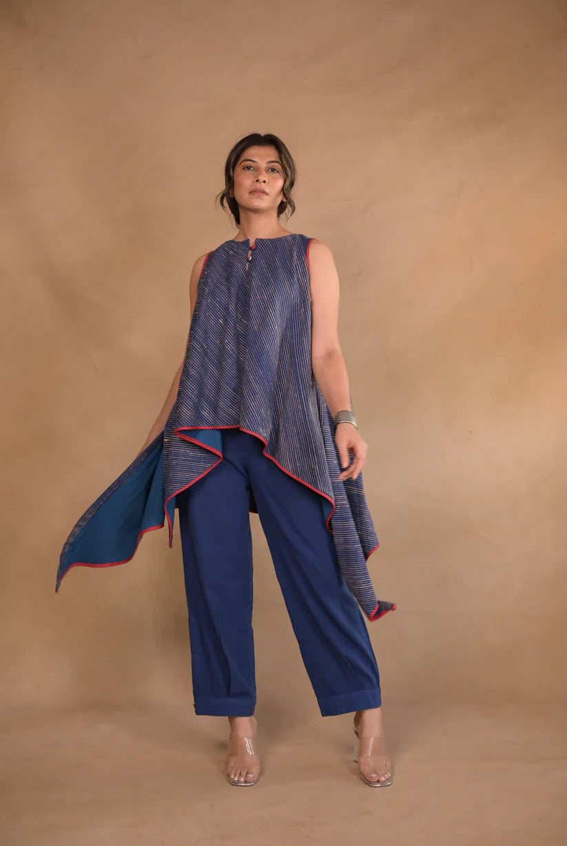Tunic, bias high low in tassar X kalacotton - CiceroniTunicsRang by Rajvi