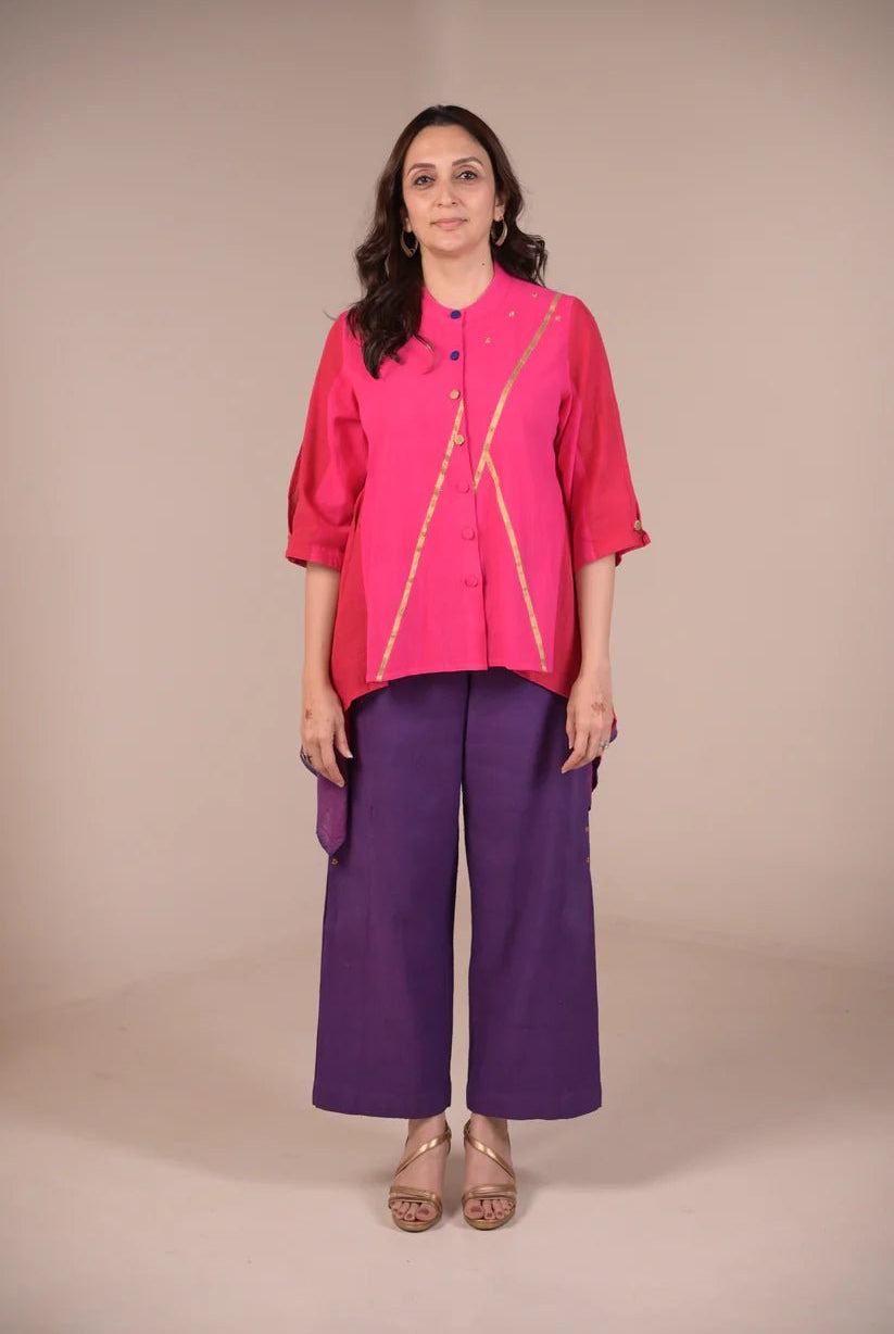 Tunic, Square cut with fabric panel and hand embroidery - CiceroniTunicsRang by Rajvi