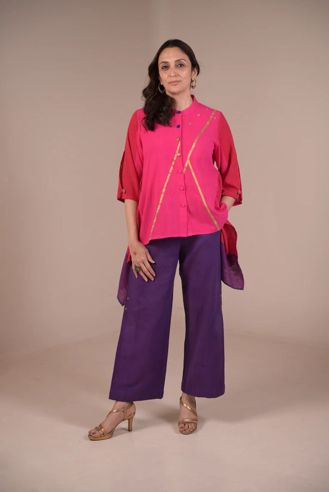 Tunic, Square cut with fabric panel and hand embroidery - CiceroniTunicsRang by Rajvi