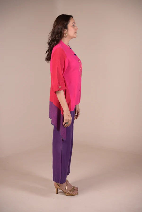 Tunic, Square cut with fabric panel and hand embroidery - CiceroniTunicsRang by Rajvi