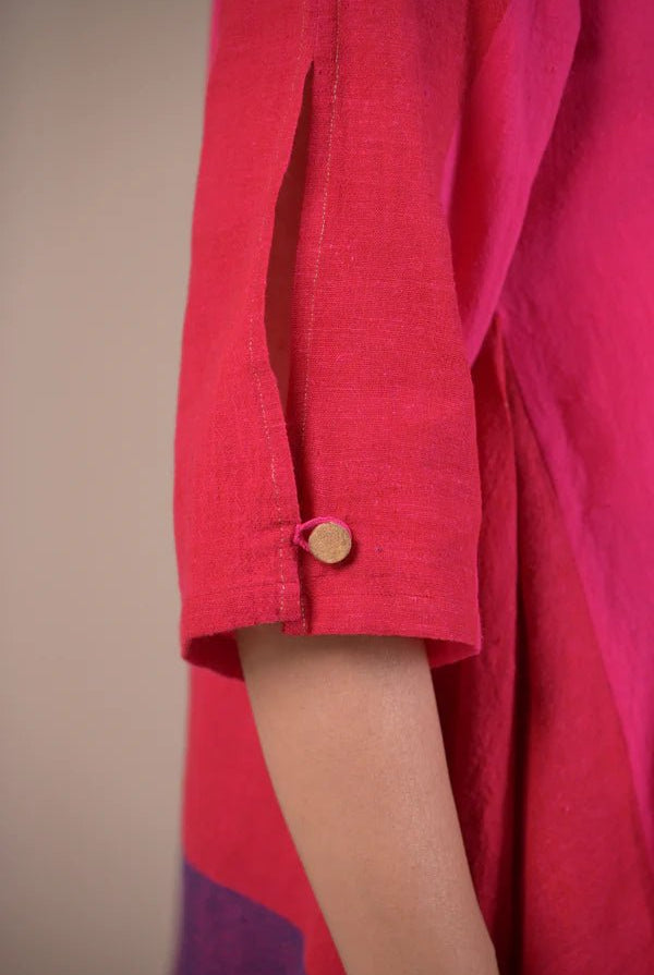 Tunic, Square cut with fabric panel and hand embroidery - CiceroniTunicsRang by Rajvi