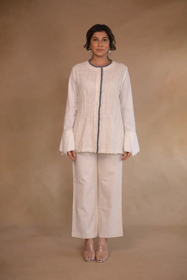 Tunic, with hand tanka detail and wide cuffs - CiceroniTunicsRang by Rajvi