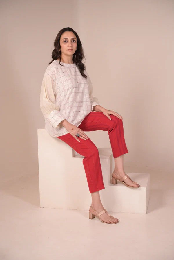 Tunic, with texture and hand embroidery accents - CiceroniTunicsRang by Rajvi