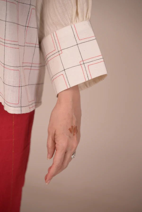 Tunic, with texture and hand embroidery accents - CiceroniTunicsRang by Rajvi