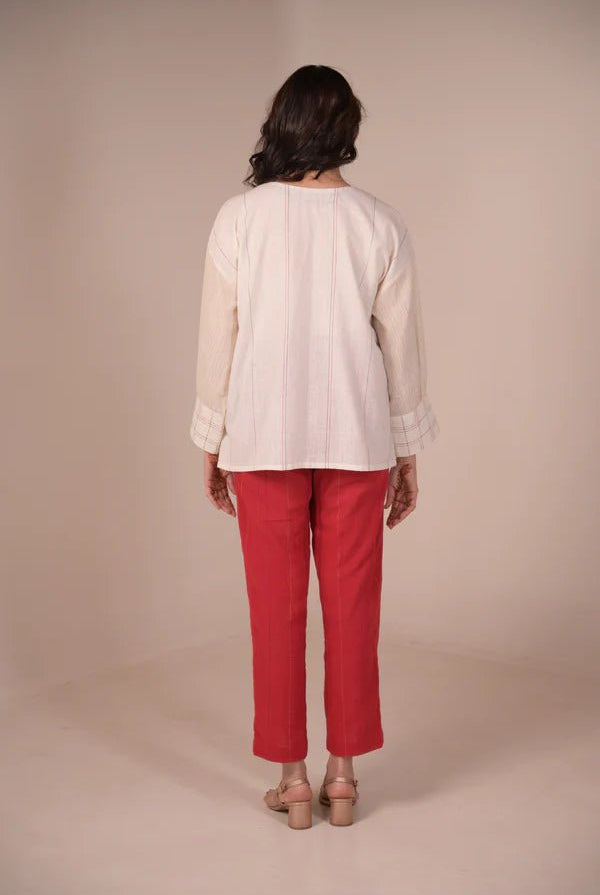 Tunic, with texture and hand embroidery accents - CiceroniTunicsRang by Rajvi