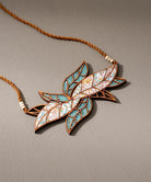 Turquoise White Bloom Leaf Motif Necklace - CiceroniNecklaceWhe by Abira