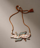 Turquoise White Bloom Leaf Motif Necklace - CiceroniNecklaceWhe by Abira