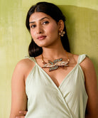 Turquoise White Bloom Leaf Motif Necklace - CiceroniNecklaceWhe by Abira