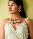 Turquoise White Bloom Leaf Motif Necklace - CiceroniNecklaceWhe by Abira