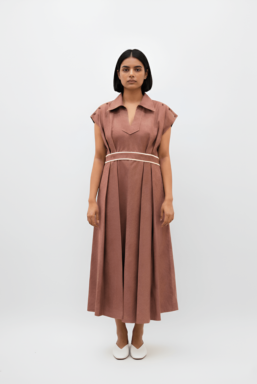 Tuscan Red - Ivory Skater Dress - CiceroniDressesNeora by NC