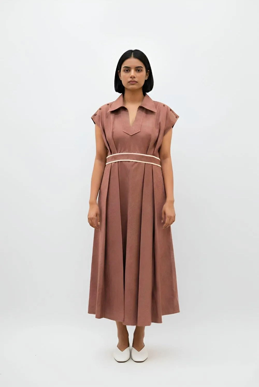 Tuscan Red - Ivory Skater Dress - CiceroniDressesNeora by NC