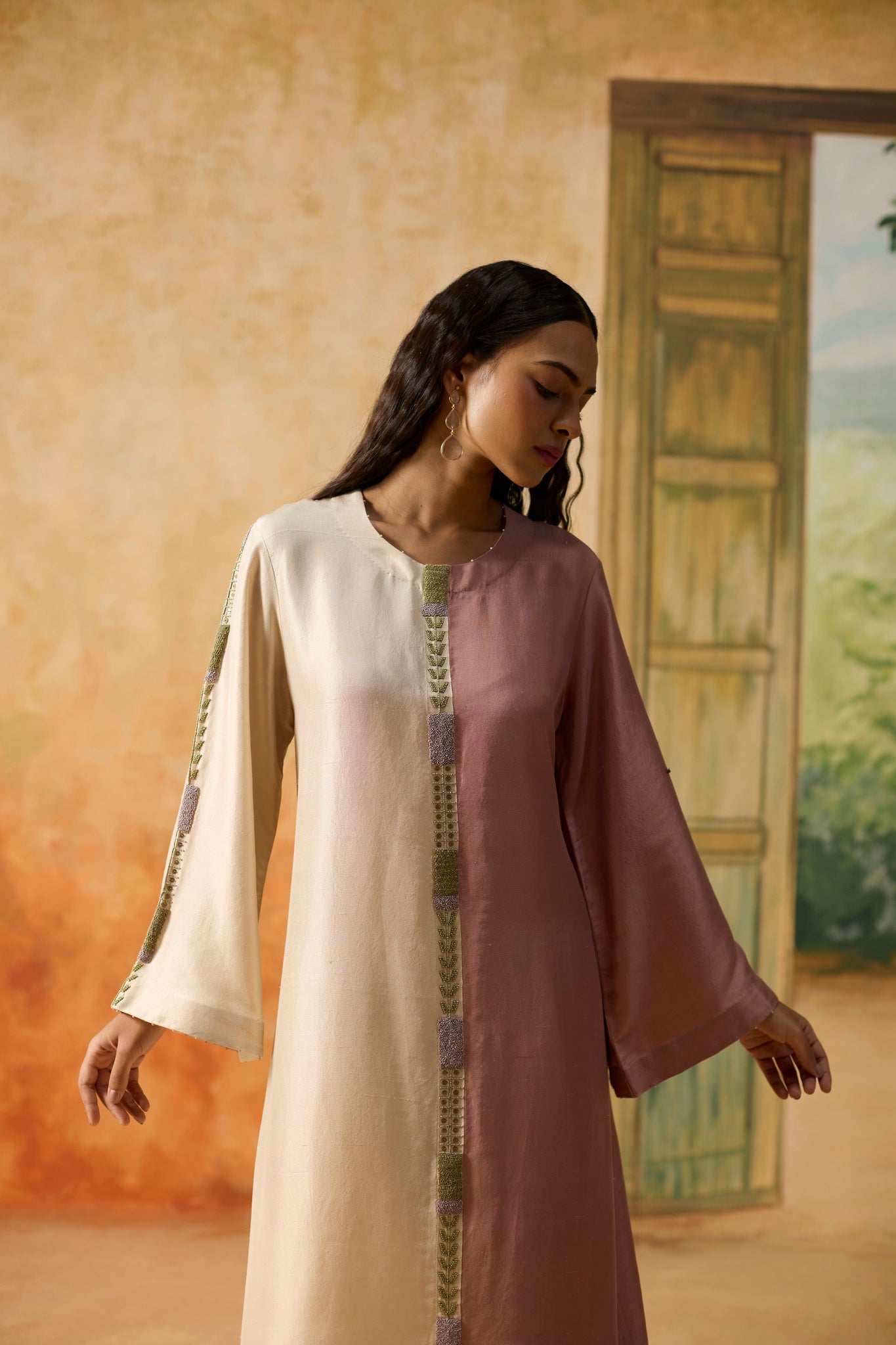 Twain Kurta Set - Pink and Beige - CiceroniKurta Set, Festive WearKhyati Rughani