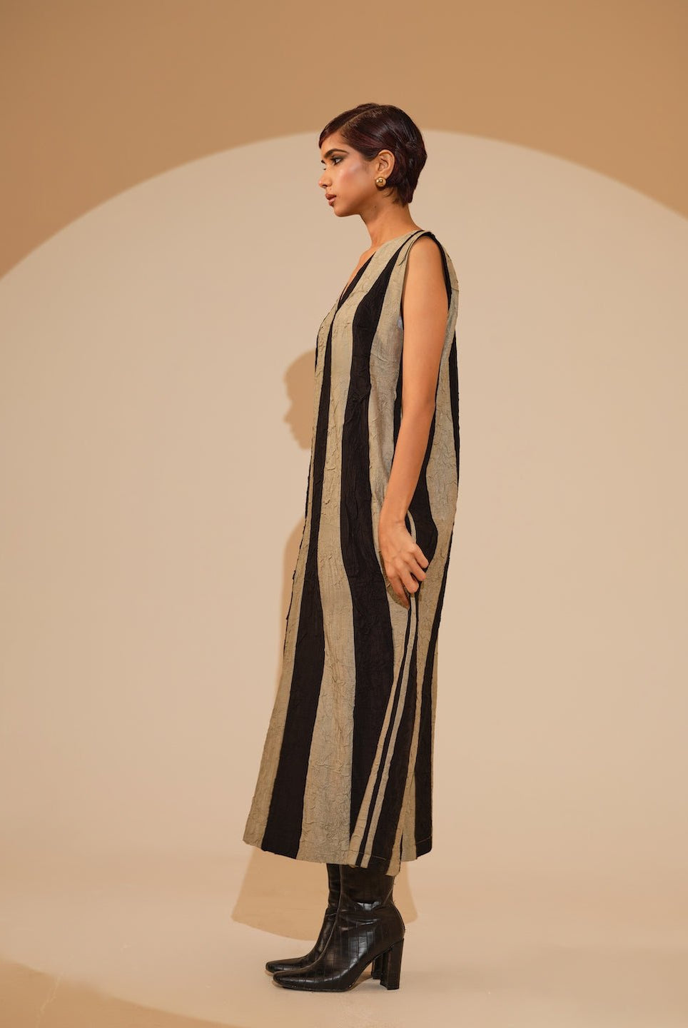 Twin Dress - Taupe and Black - CiceroniDressesStoique