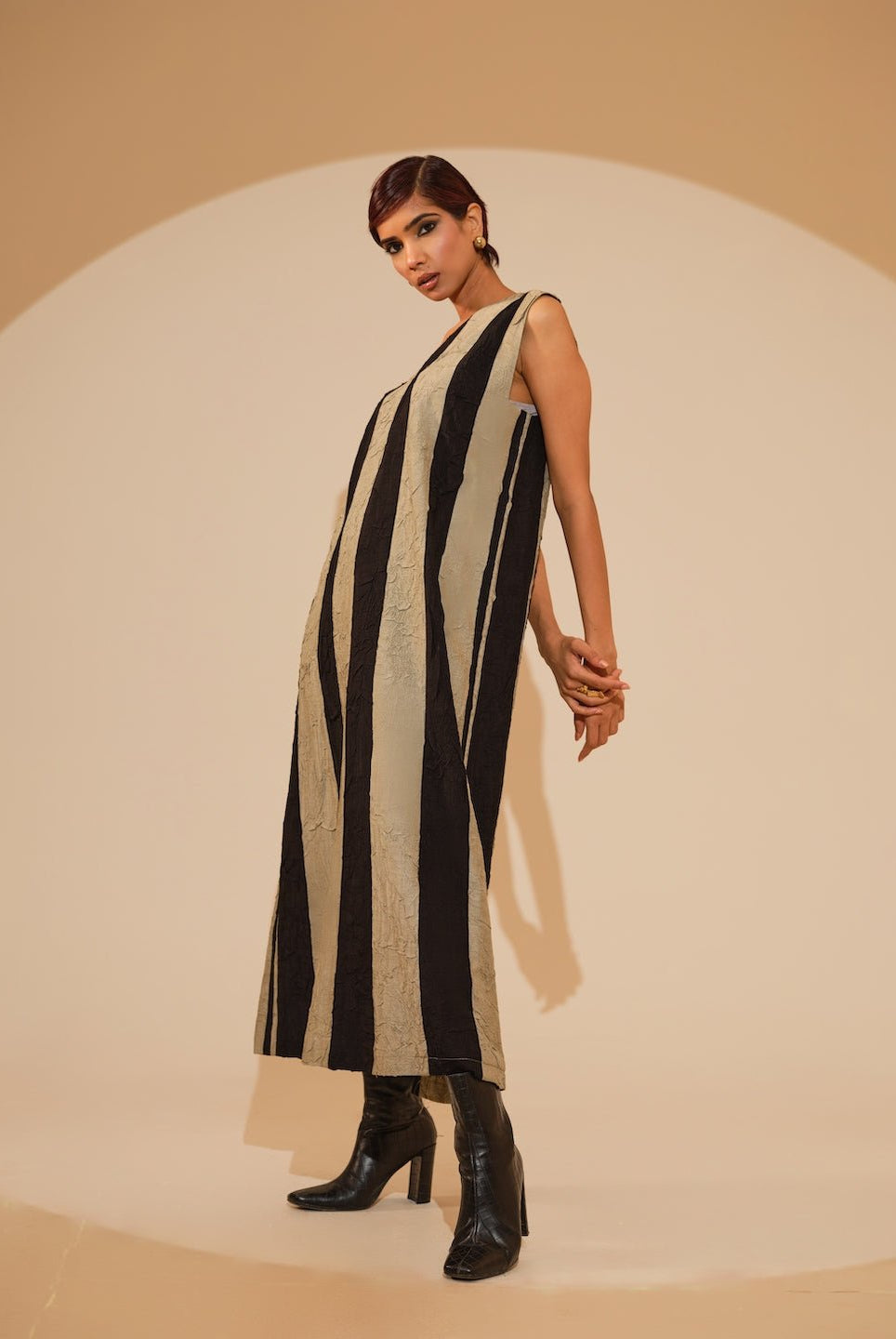 Twin Dress - Taupe and Black - CiceroniDressesStoique