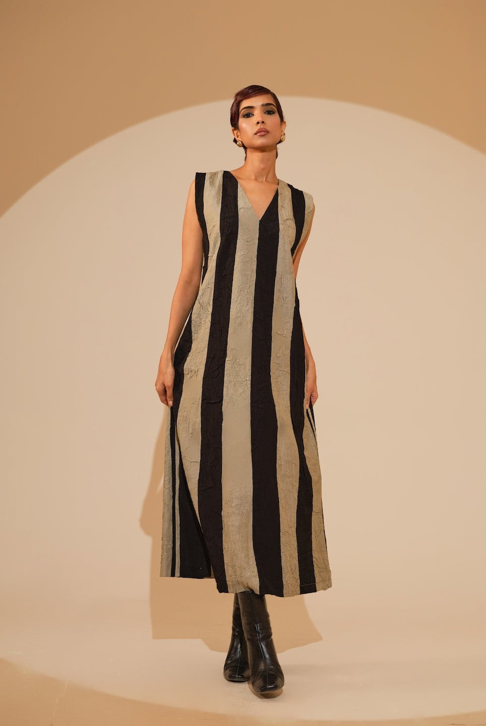 Twin Dress - Taupe and Black - CiceroniDressesStoique