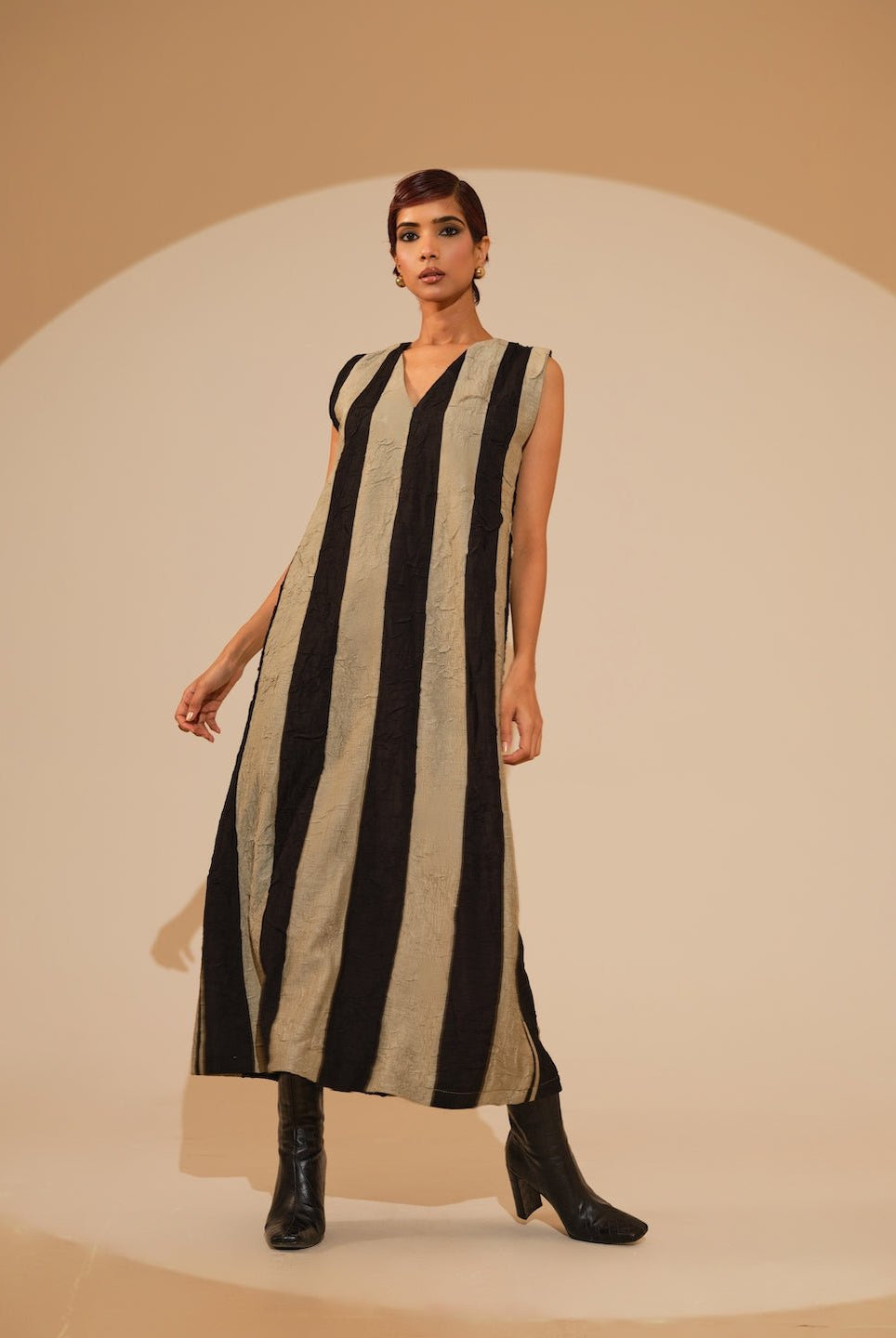 Twin Dress - Taupe and Black - CiceroniDressesStoique