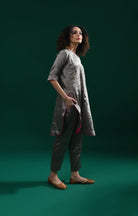 U - hem Tissue Co - Ord (Set of 2) - Metallic Silver - CiceroniKurta Set, Festive WearHiranya