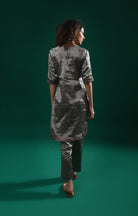 U - hem Tissue Co - Ord (Set of 2) - Metallic Silver - CiceroniKurta Set, Festive WearHiranya