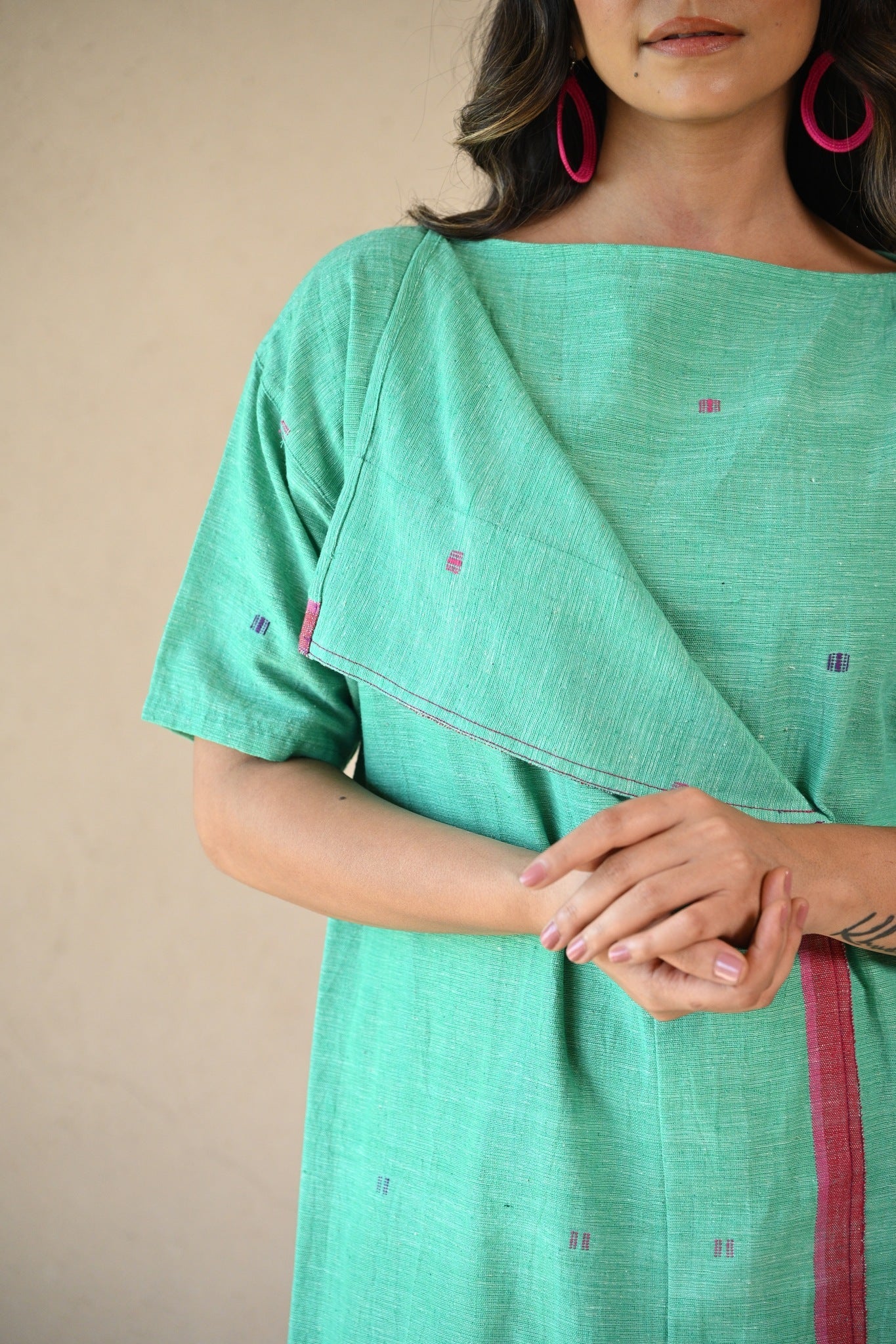 Uncut Dress with Front Fold - Mint Green - CiceroniDressesRang by Rajvi