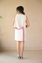 Uncut Dress with Shoulder Button - Natural White - CiceroniDressesRang by Rajvi