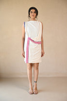 Uncut Dress with Shoulder Button - Natural White - CiceroniDressesRang by Rajvi