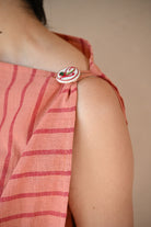 Uncut Dress with Shoulder Button - Peach Stripe - CiceroniDressesRang by Rajvi