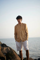 Undyed Boldstripe Linen Men's Golf Shorts - CiceroniShortsSaphed