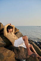 Undyed Boldstripe Linen Men's Golf Shorts - CiceroniShortsSaphed