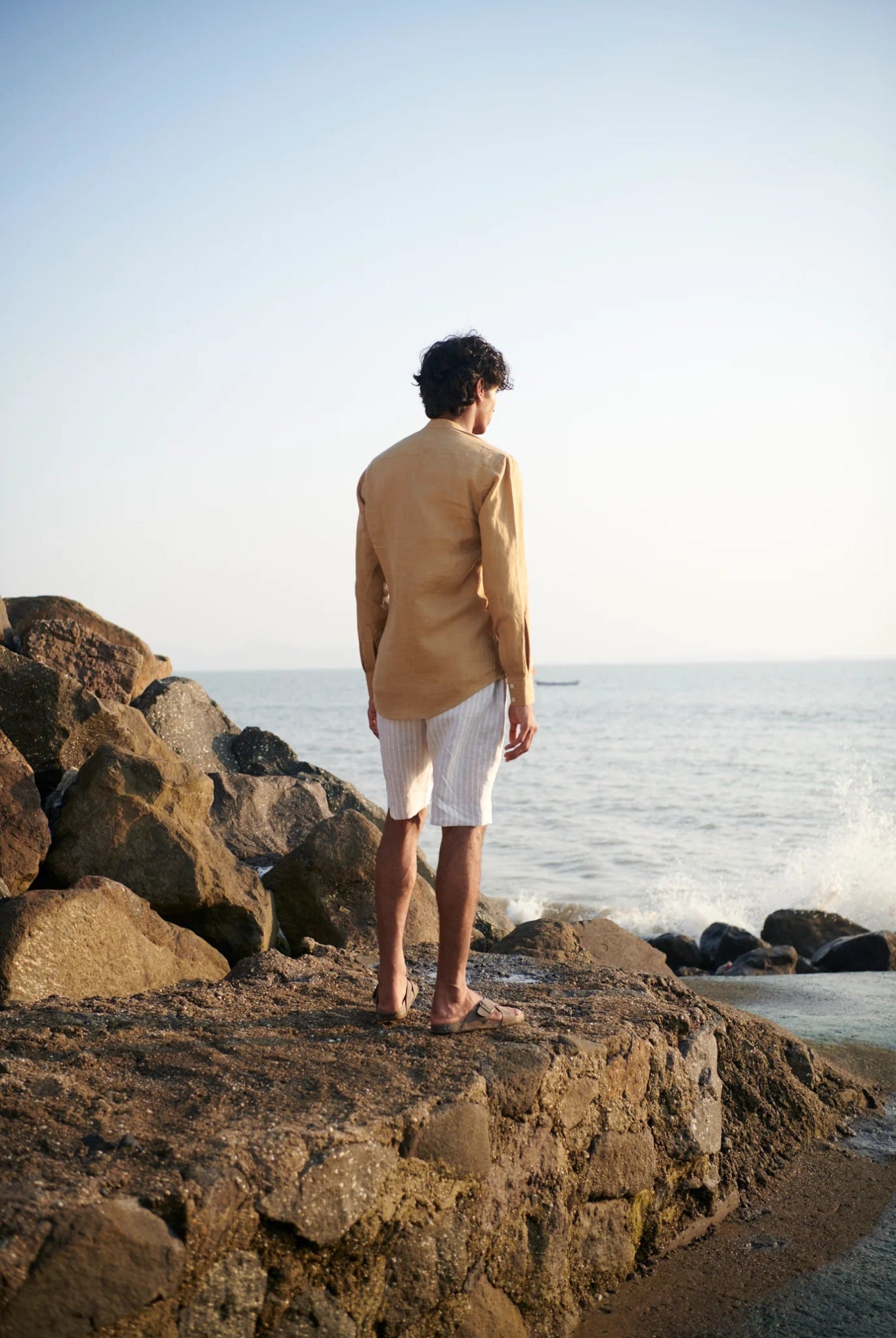 Undyed Boldstripe Linen Men's Golf Shorts - CiceroniShortsSaphed