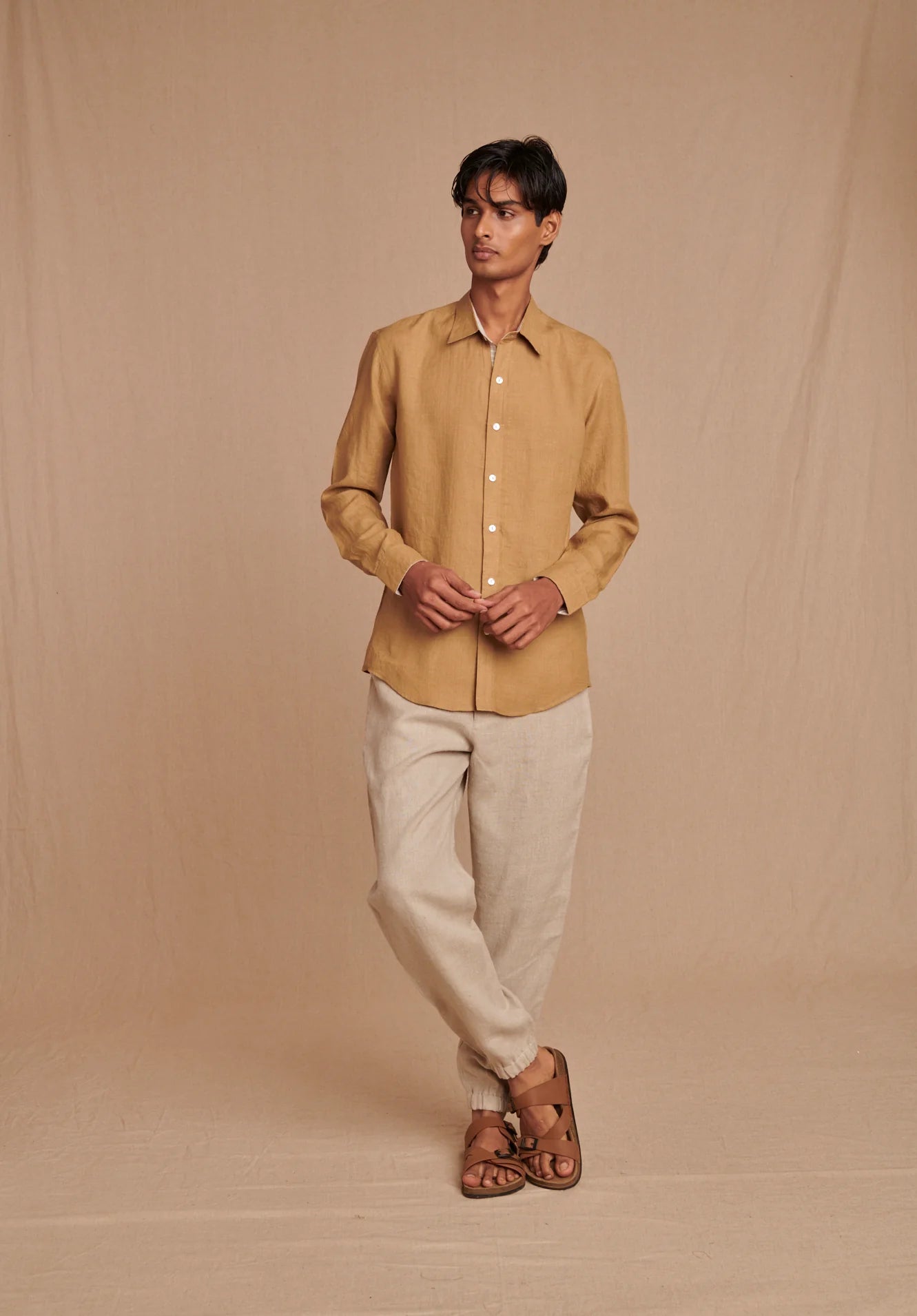 Undyed Linen Men's Jogger Pants - CiceroniPantsSaphed