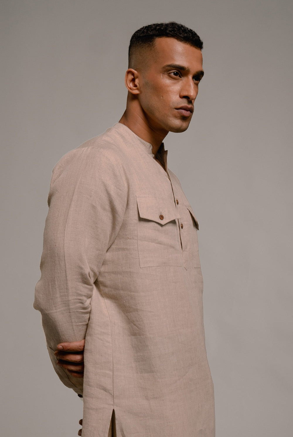 Undyed Linen Saif Kurta Set - CiceroniCo - ord SetSaphed
