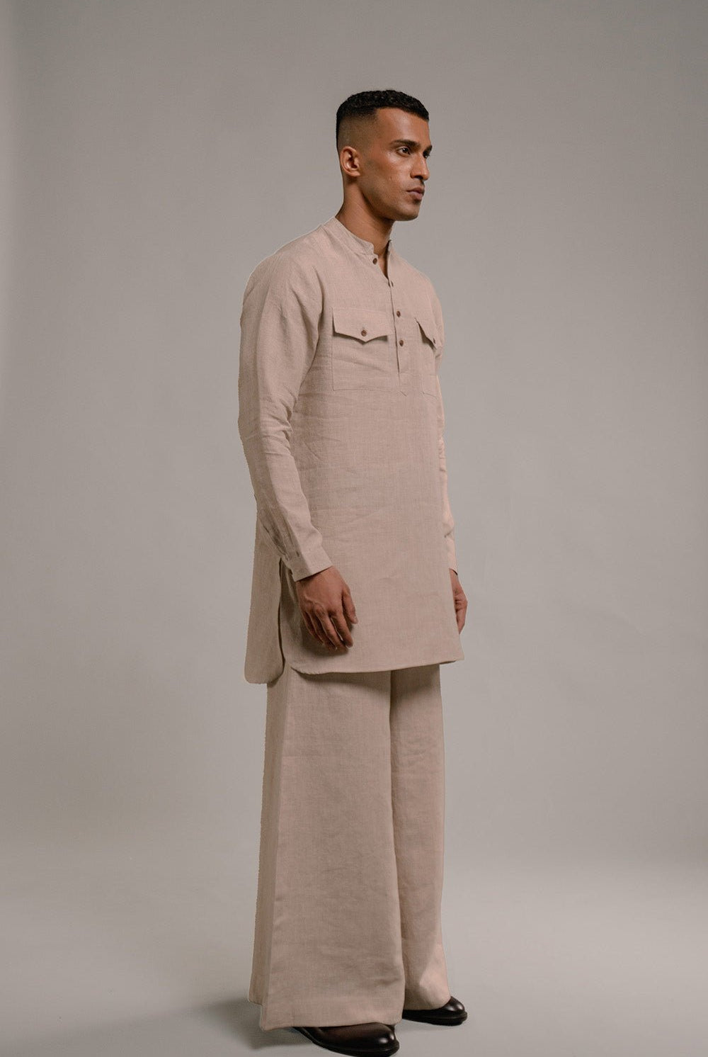Undyed Linen Saif Kurta Set - CiceroniCo - ord SetSaphed