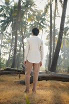 Undyed Pinstripe Linen Men's Shirt Kurta - CiceroniShirtSaphed