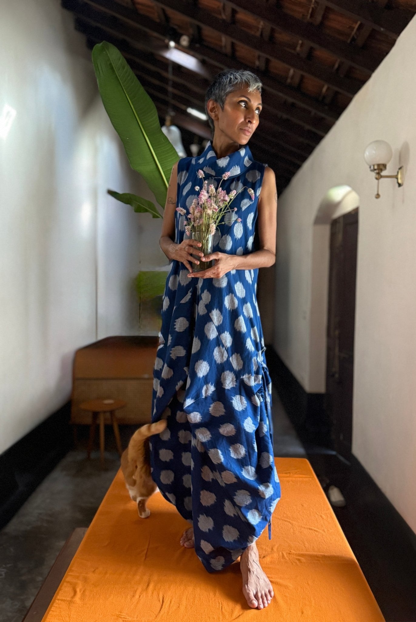 Unruly High Neck Dress in Blue - CiceroniDressesChiu