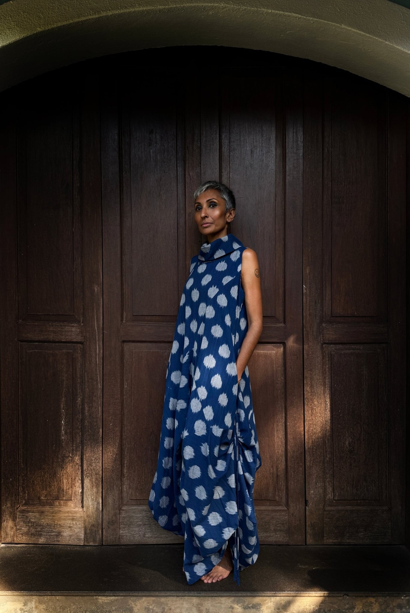 Unruly High Neck Dress in Blue - CiceroniDressesChiu