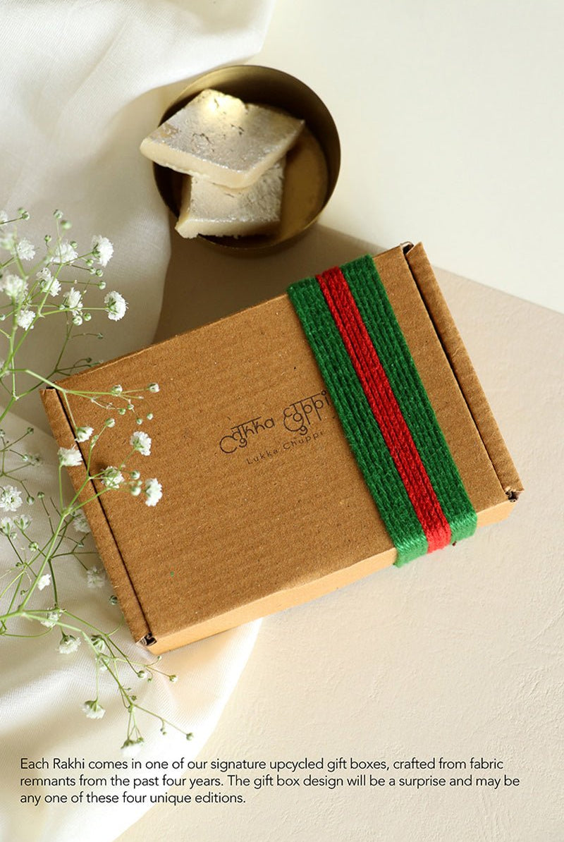 Upcycled Artisanal Circular Rakhi - Pink, Mustard & Dark Pink - CiceroniRakhiLukka Chuppi