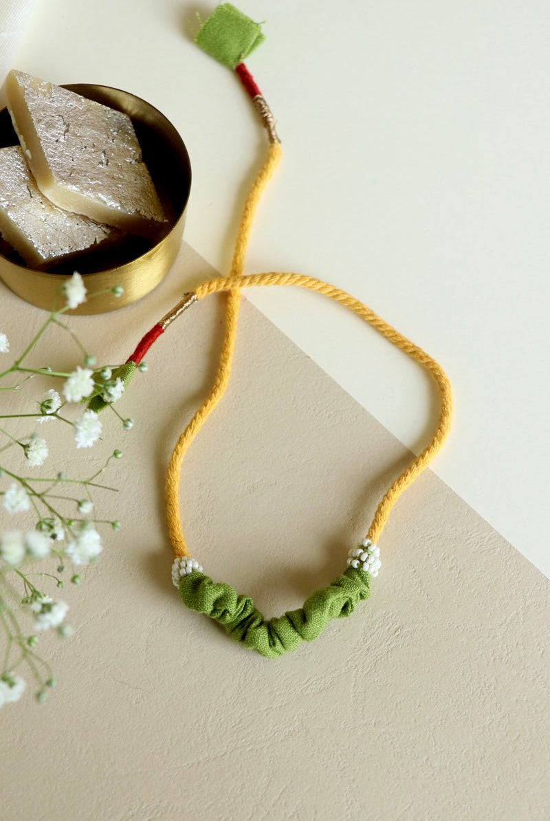 Upcycled Artisanal Rakhi - Green - CiceroniRakhiLukka Chuppi