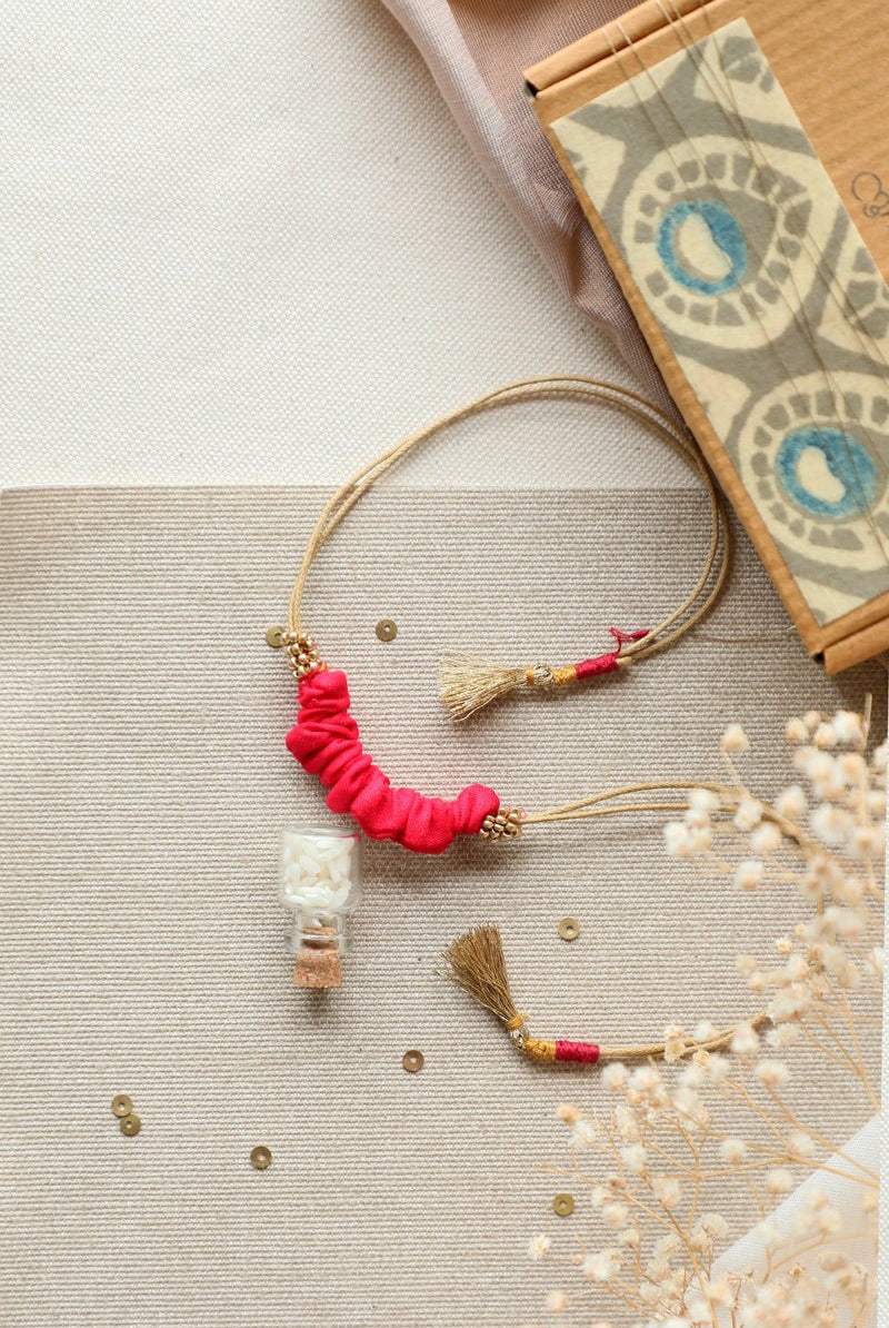 Upcycled Artisanal Rakhi - Pink - CiceroniRakhiLukka Chuppi