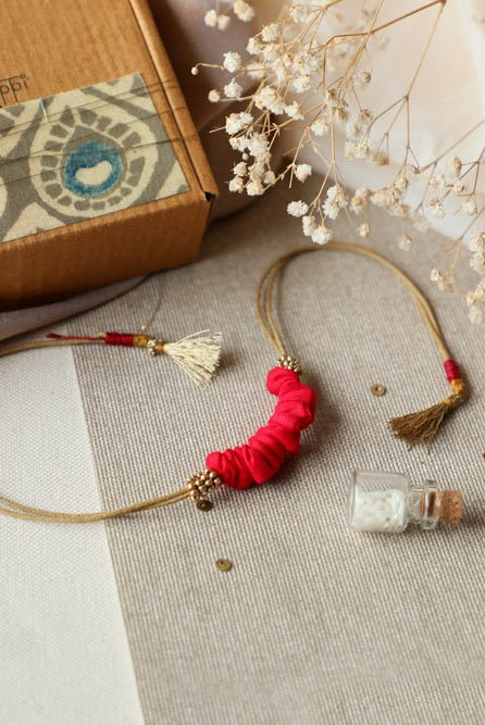 Upcycled Artisanal Rakhi - Pink - CiceroniRakhiLukka Chuppi
