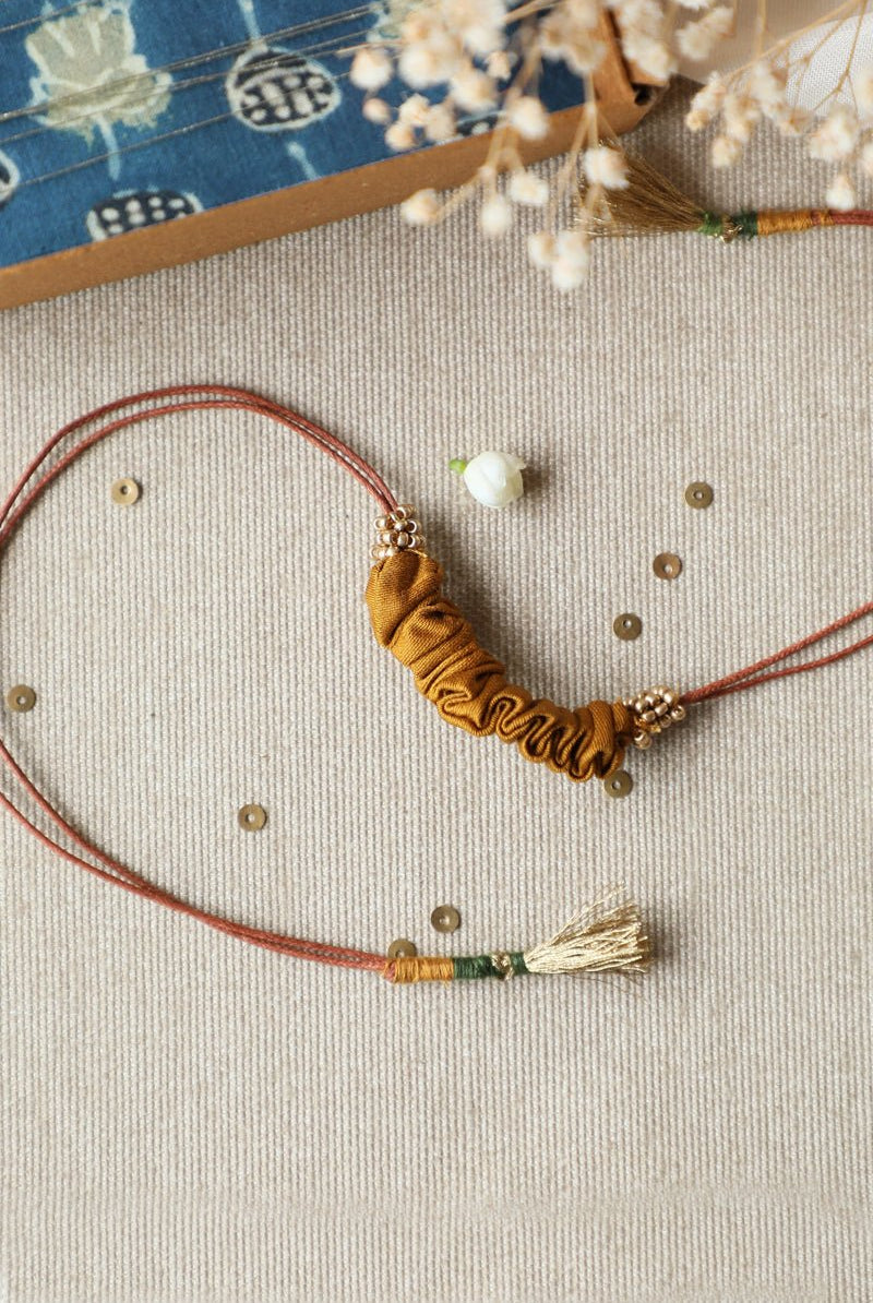 Upcycled Artisanal Rakhi - Yellow - CiceroniRakhiLukka Chuppi