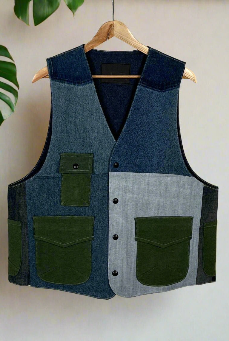 Upcycled Denim Gilet Jacket | 182 - CiceroniJacketsUn Denim