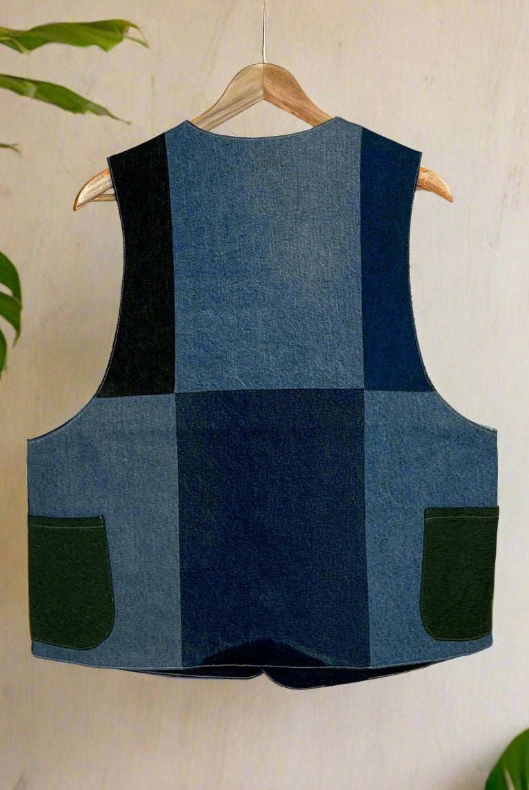 Upcycled Denim Gilet Jacket | 184 - CiceroniJacketsUn Denim