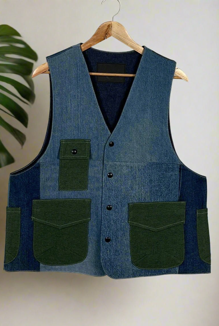 Upcycled Denim Gilet Jacket | 184 - CiceroniJacketsUn Denim