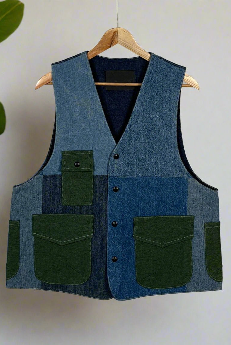 Upcycled Denim Gilet Jacket | 185 - CiceroniJacketsUn Denim