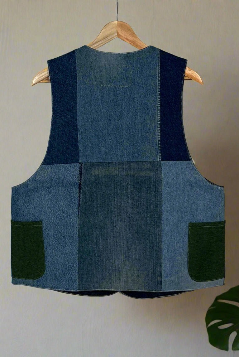 Upcycled Denim Gilet Jacket | 185 - CiceroniJacketsUn Denim