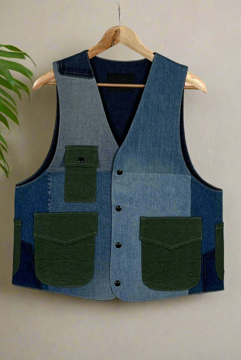 Upcycled Denim Gilet Jacket | 186 - CiceroniJacketsUn Denim