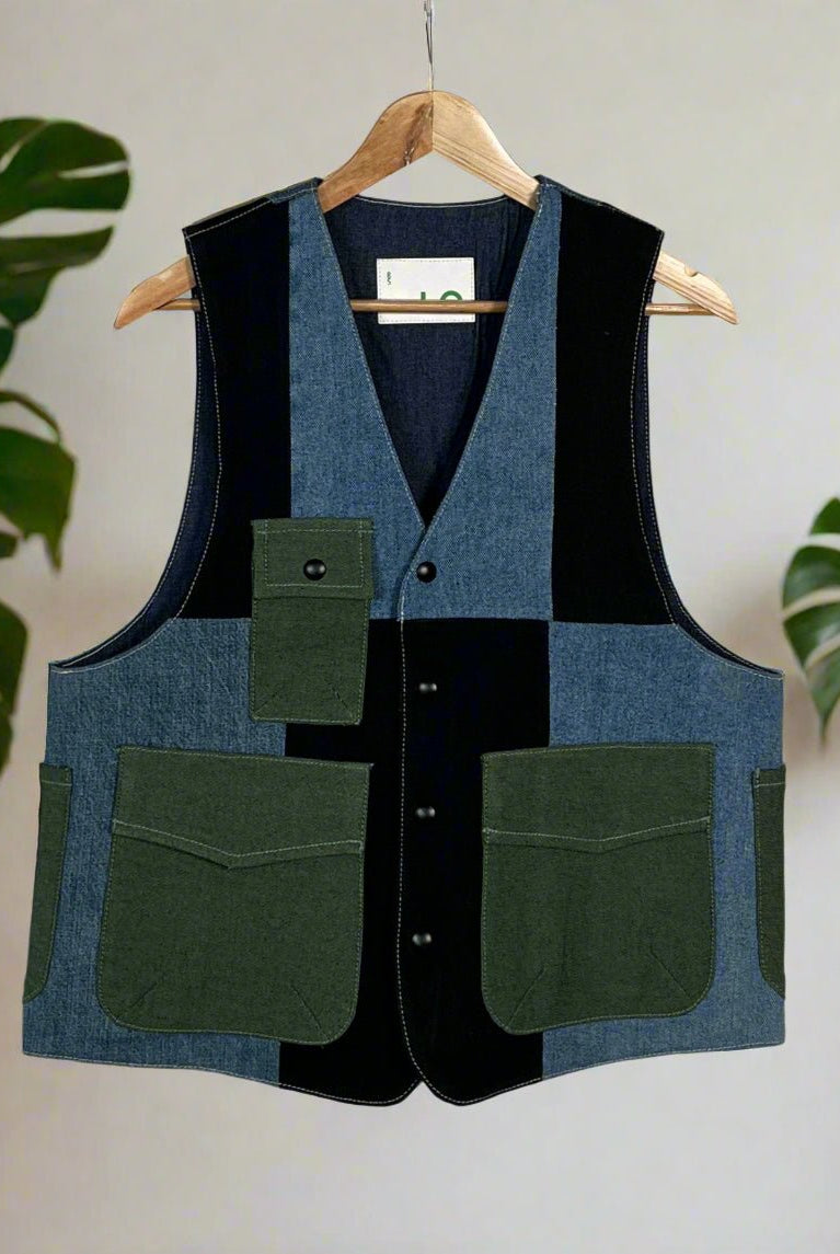 Upcycled Denim Gilet Jacket | 195 - CiceroniJacketsUn Denim