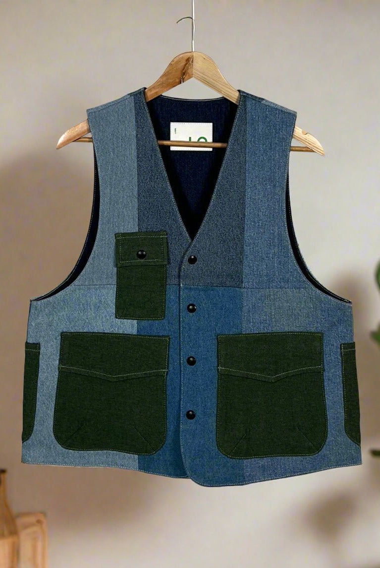 Upcycled Denim Gilet Jacket | 197 - CiceroniJacketsCiceroni