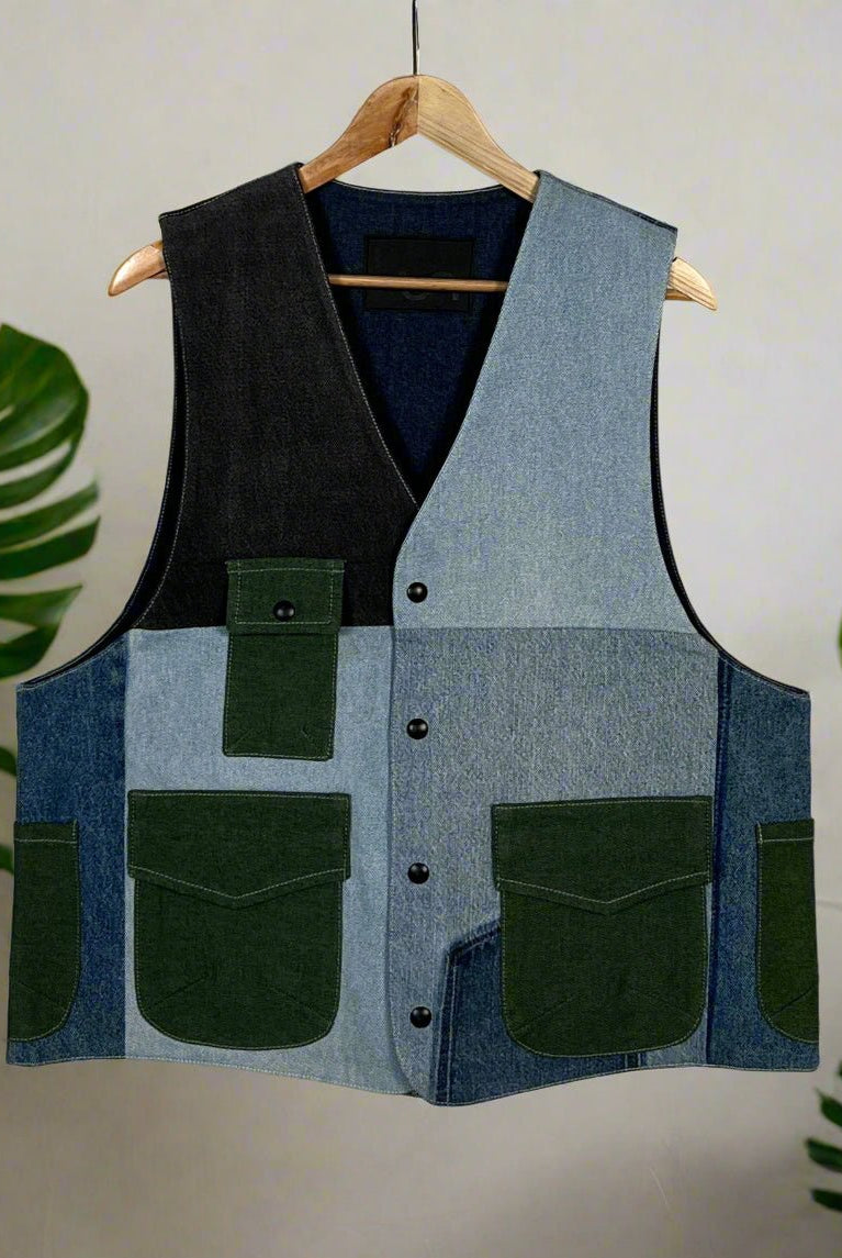 Upcycled Denim Gilet Jacket | 199 - CiceroniJacketsUn Denim