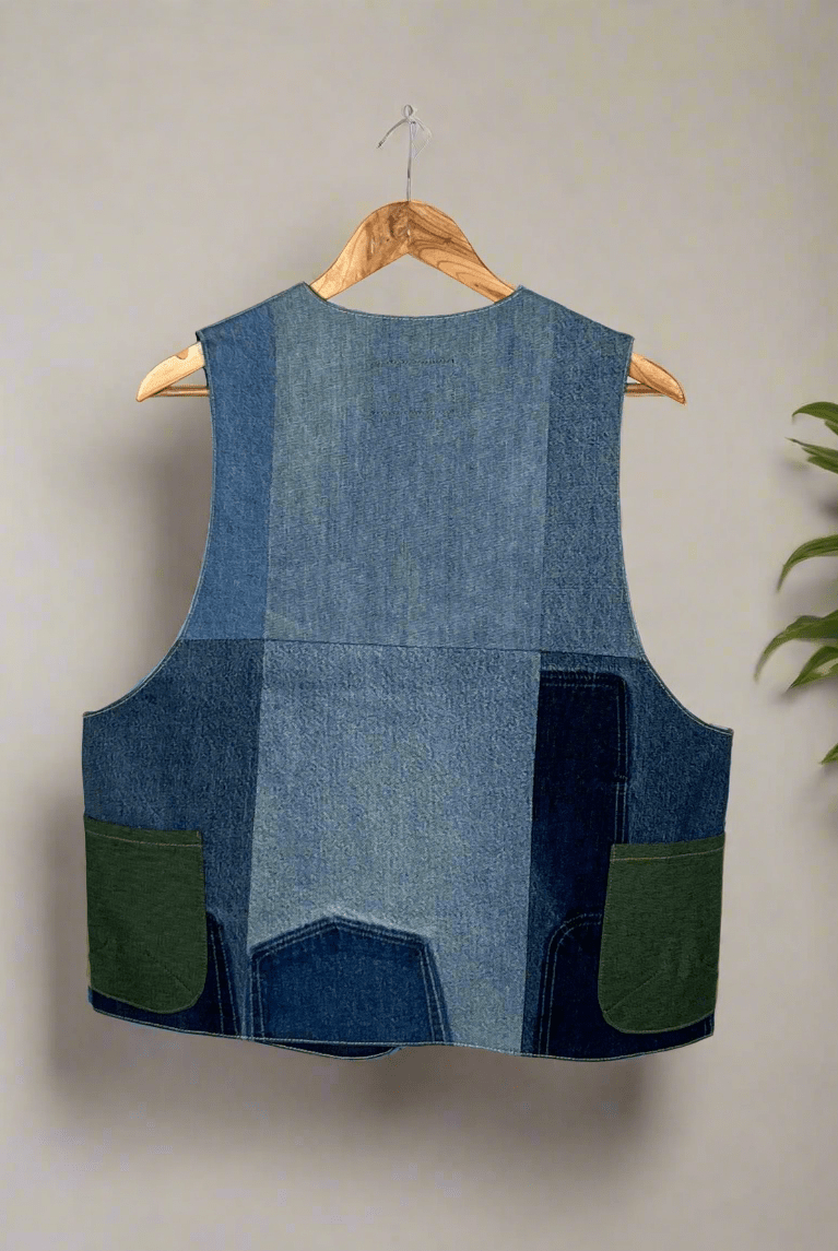 Upcycled Denim Gilet Jacket | G145 - CiceroniJacketsUn Denim